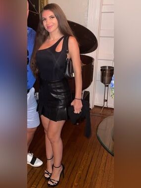 Zara Black Faux Leather Pleated Mini Skirt